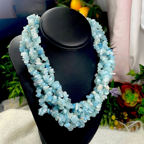 Gorgeous Stauer necklace 5 strands aquamarine splash new! - Picture 5 of 10